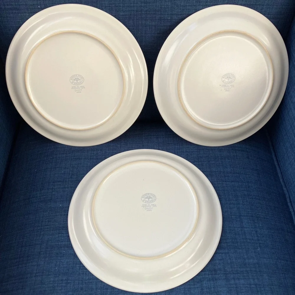 Baker Hart Stuart Dinner Plates Daisy 10.5in White Blue Vintage Floral Set of 6